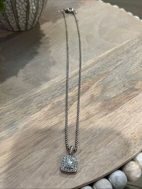 David Yurman Sterling Silver Petite Albion Diamond Pave Pendant Necklace